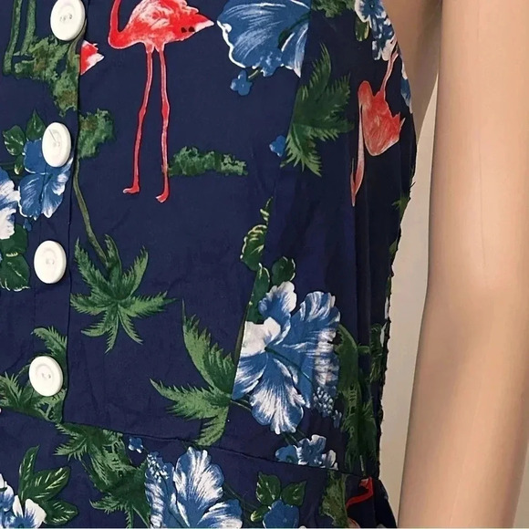 Sara Fit&Flare Tropical Vintage Floral Smocked Back Halter Dress Size 3X EUC!! - Picture 9 of 9